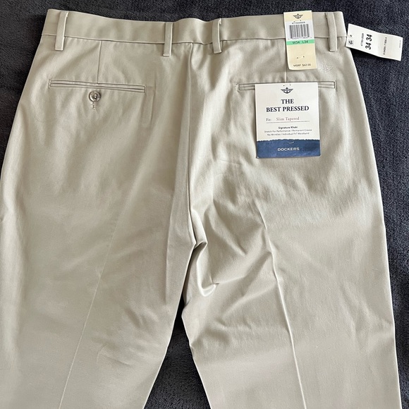 Mens Docker Khaki Dress Pants - 34 x 34 - Slim Tapered Fit - Picture 4 of 4
